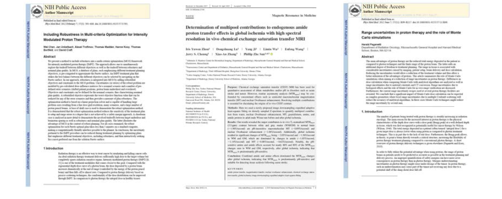 방사선저항성 극복을 위한 양성자 치료 관련 publications