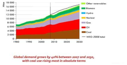세계의 1차 에너지 수요 증가량 * 출처 : R&D비즈, 2008