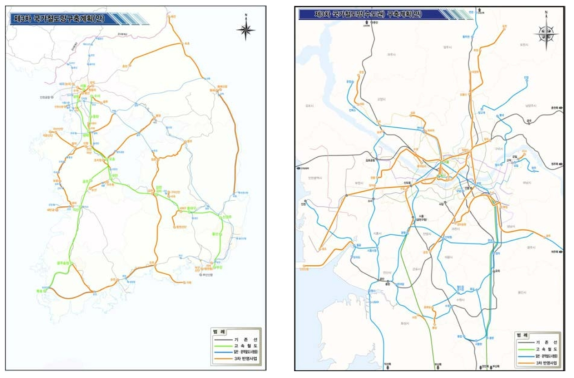 제3차 국가철도망 구축계획도(전국 및 수도권)