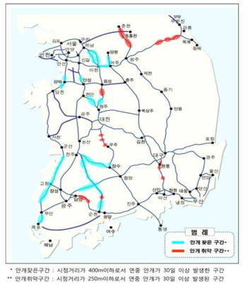 전국 안개구간 지도