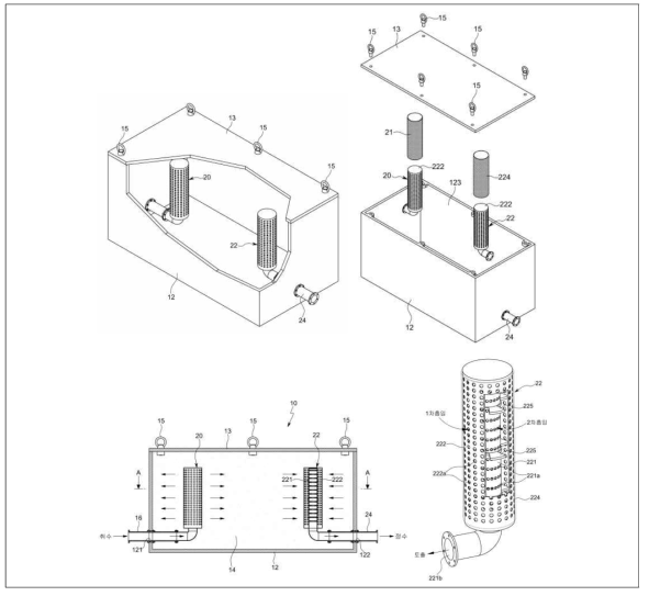 여과재의 폐색 지연과 용이한 교체를 위한 여과장치(특허 출원)