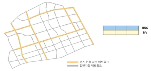 시나리오 B 도로 네트워크 (일반차량 네트워크 + 버스 네트워크)