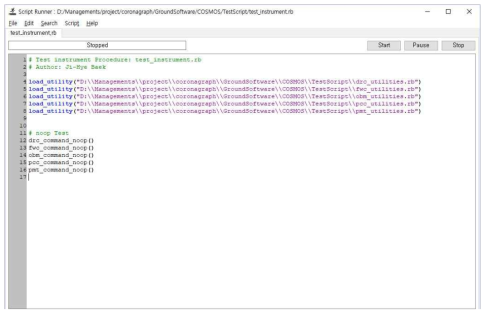 COSMOS Script Runner 구동 모습