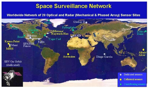 미국이 전 세계에 설치한 우주 감시 네트워크