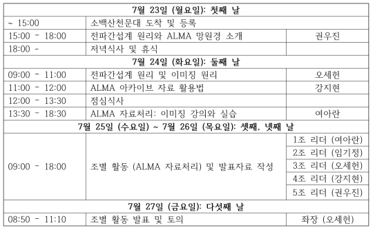 2018 ALMA 여름학교 프로그램