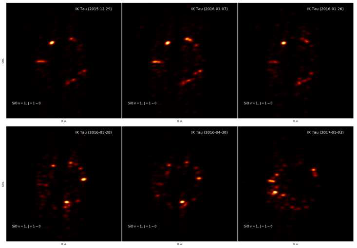 미라형 별 IK Tau 주변에서 발생하는 43 GHz (v=1, J=1-0) SiO 메이저 무비의 스냅샷