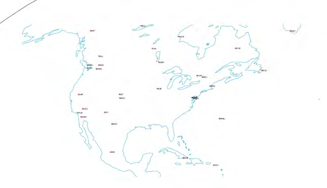 북미지역 관측망 분포