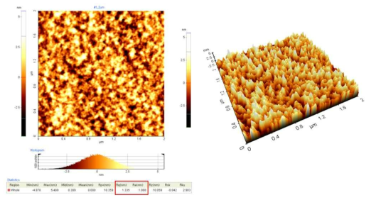 50 um 두께의 Tenox Q65HAAFM 필름에 대한 AFM 분석 결과