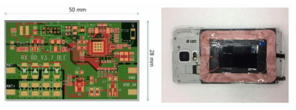 개발된 3D E-zone용 수신기 PCB 레이아웃 및 수신기 장착 모습