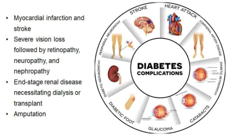 당뇨로 발생되는 다양한 합병증 (자료: Diabetes Fact Sheet In Korea, Korean Diabetes Association, 2015)