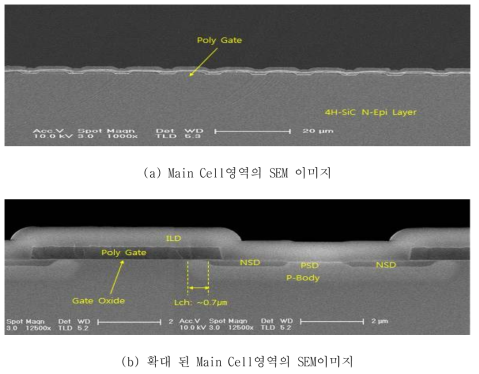 SiC Planar MOSFET 단면 SEM 이미지