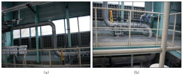 포천열병합발전소 내 응축기 시스템 (a) 대상 구역의 일부 사진, (b) 시공오차 측정 영역