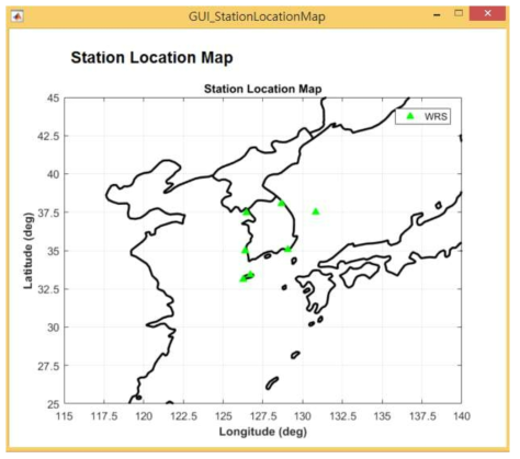 MATLAB GUI를 이용한 소프트웨어의 기준국 도시 결과