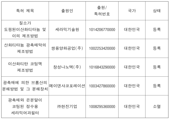 주요 국내 특허