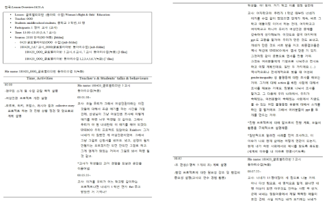 한국 H교사의 동아리 수업(0420) 전사 일부