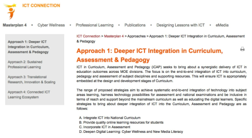 싱가포르 ICT Connection 마스터플랜 4 (출처 : https://ictconnection.moe.edu.sg/masterplan-4/approaches/approach-1-deeper-ict-integration-in-curriculum-assessment-n-pedagogy)