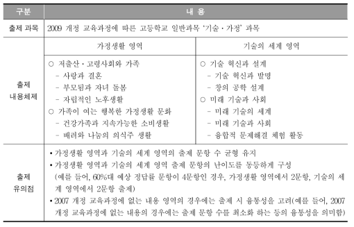 2017년 고졸 검정고시 기술 · 가정과 최종 출제 범위