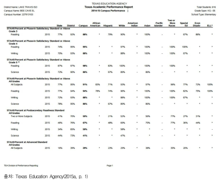 미국 Texas 학교 보고서