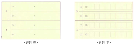 문자 인식을 위해 변경된 OMR 답안지 일부