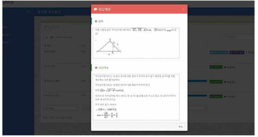 문항별 정답해설 화면