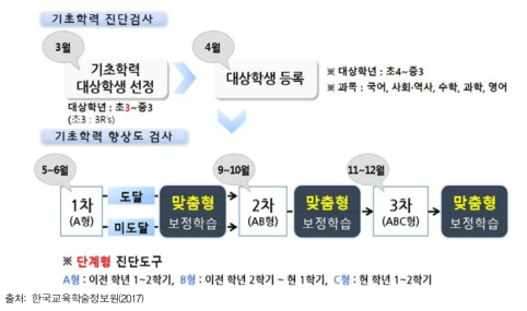 2017년 현재의 기초학력 진단-보정 시스템 프로세스