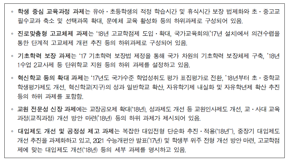 새 정부의 초 중등교육 분야 국정과제