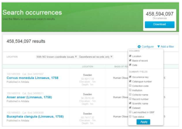 Occurrence 검색결과와 Configure 옵션