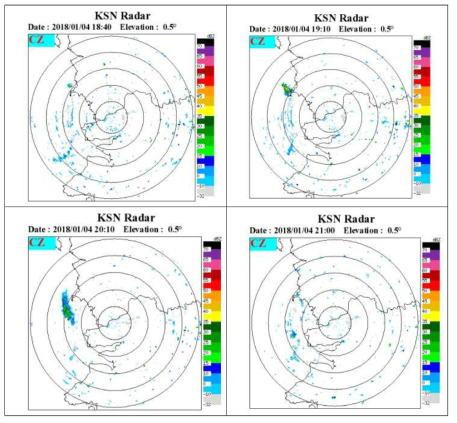 Image of Oseongsan Radar analysis for wild birds signal(Jan 4. 2018)