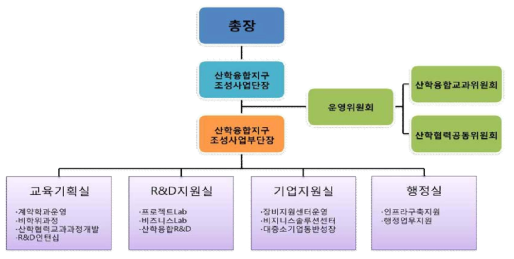 산학융합지구조성사업단 조직 및 역할