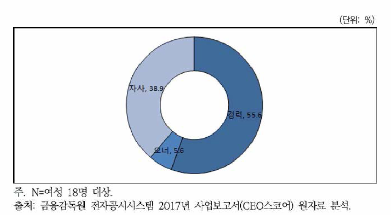 IT업종 기업의 여성임원 경력경로(2017년)