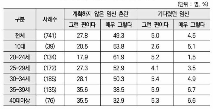 임신에 대한 본인의 태도