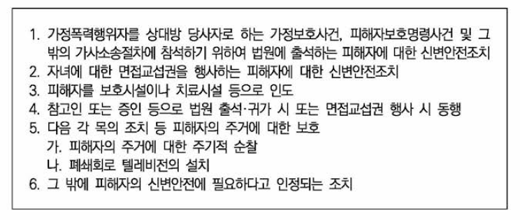 피해자 신변안전조치의 종류