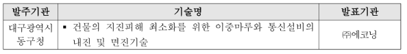 ‘대구광역시 동구청 찾아가는 기술설명회’발표기술