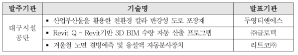 ‘대구시설공단 찾아가는 기술설명회’발표기술