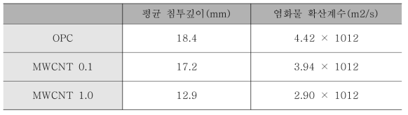 나노 콘크리트 염화물 내구성 시험결과