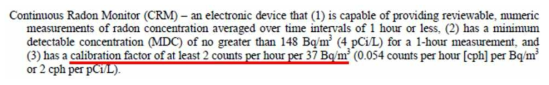 미국국가표준에서의 실시간 라돈 측정 장비에 대한 규정