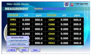 Measurement 및 보정식 설정 화면