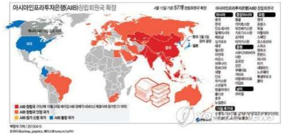 AIIB 참여국 현황 (자료 : 연합뉴스)