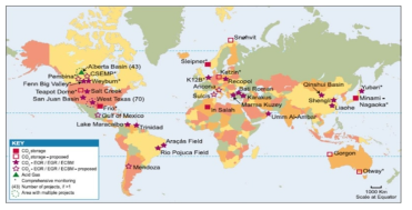 이산화탄소 포집 및 저장연구 관련 국가 출처 : IPCC, Special Report on Carbon Dioxide Capture and Storage, 2005