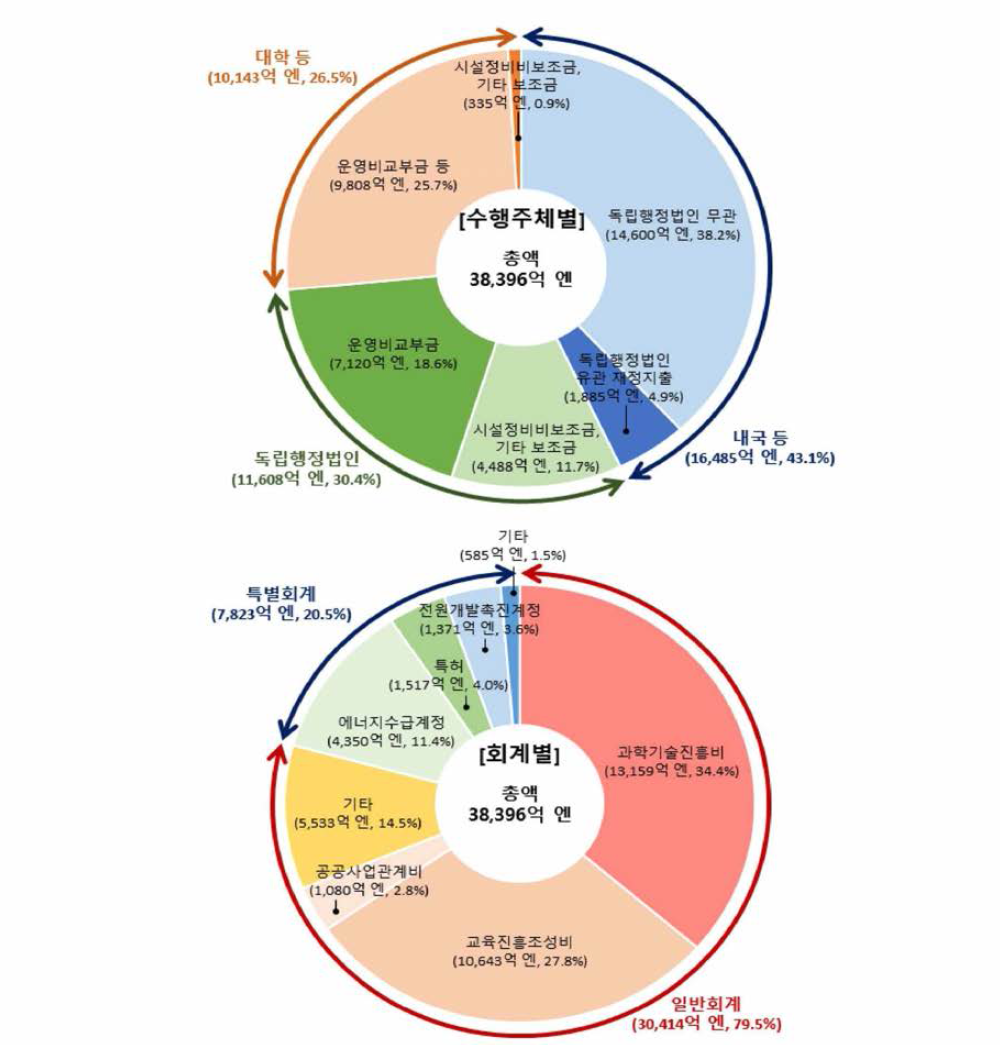 수행주체별/회계별 과학기술관계예산 비중(2018 )