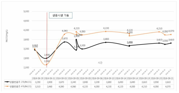 슬러지 발생량 저감 산정 결과 2차 실험