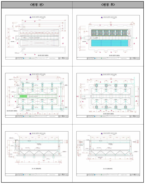 경사판 침강지의 내부 수정 전/후 비교(계속)