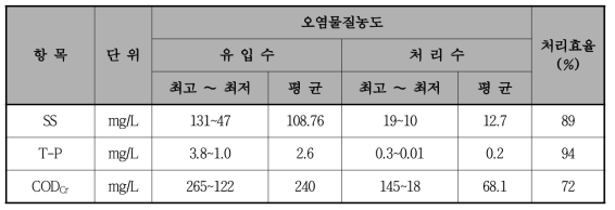 오염물질 처리 효율