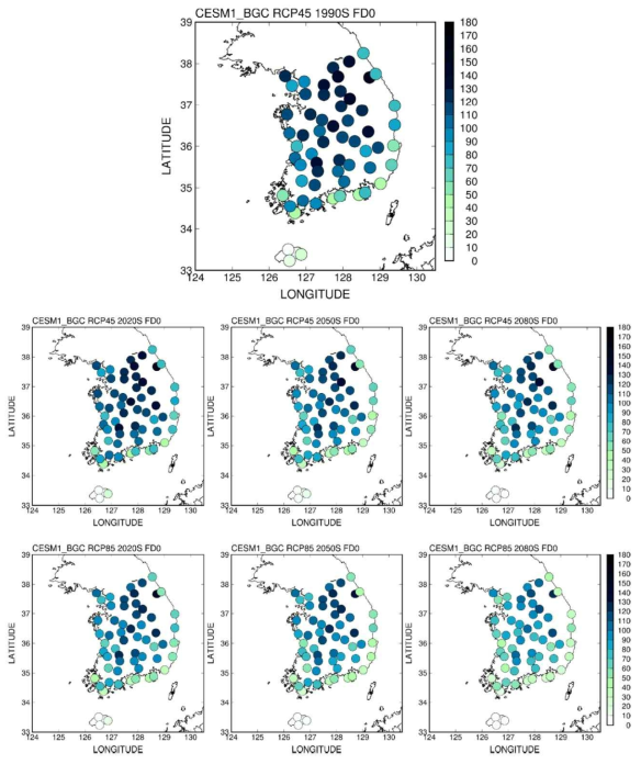 CCSM4 모형에 의한 ASOS 관측지점의 미래 서리일수(FD0) 변화
