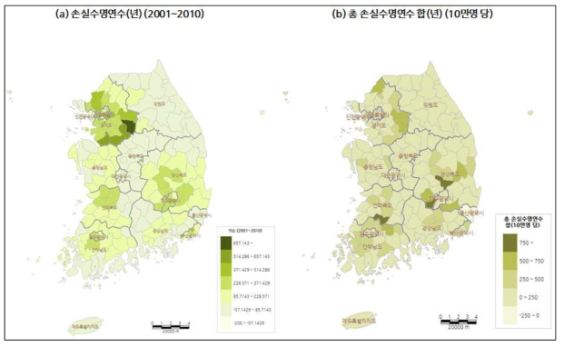 폭염에 의한 손실수명연수(YLL) 영향 평가 결과