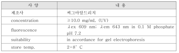 피코시아닌 표준용액 사양