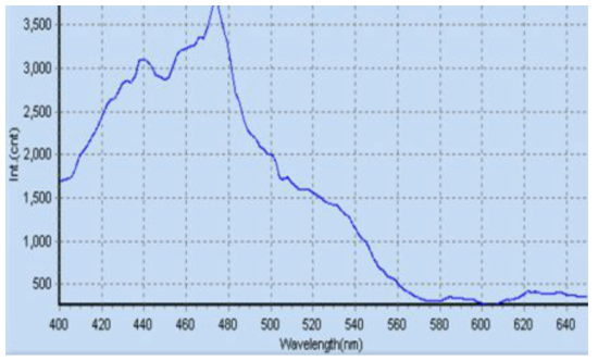 LED별 조류의 형광값 결과(규조류 : 니치아) Nitzia (EM wave : 685, start wave ~ end wave : 400 ~ 650 )