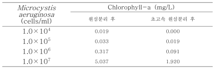 Microcystis aeruginosa chlorophyll-a 농도