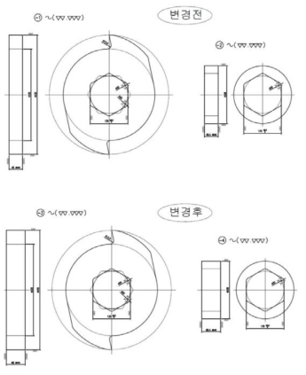 충격식파쇄기 변경 전/후 1차 회전도 변경 내역