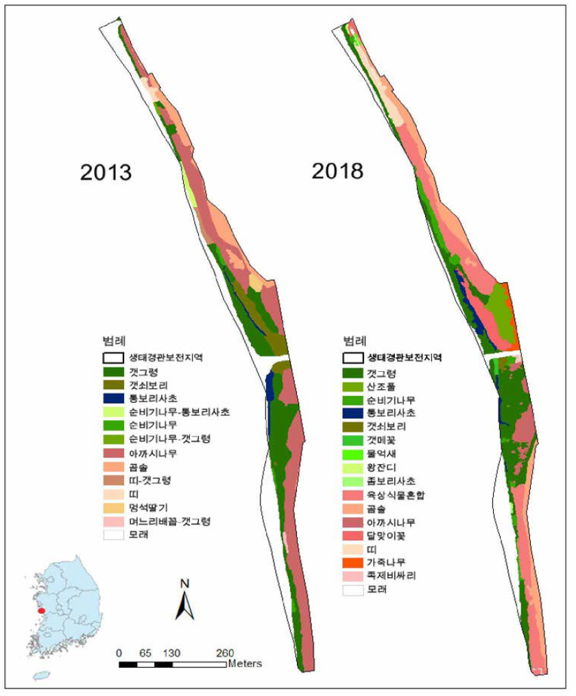 Vegetation changes in Sohwang coast